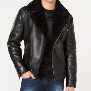 Men's Asymmetrical Faux Leather Moto Jacket